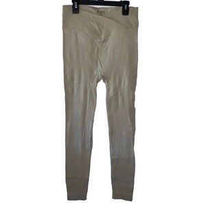 True by Rue21 Women's Ribbed Stretch Leggings Beige Cross-Over Waist NWT Size M